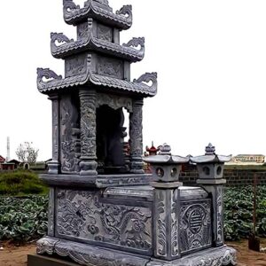 Mộ đá ba mái – Mẫu mộ đá truyền thống đẹp, uy nghi - Mẫu 06