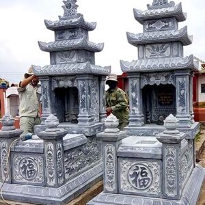 Mộ đá ba mái – Mẫu mộ đá truyền thống đẹp, uy nghi - Mẫu 07