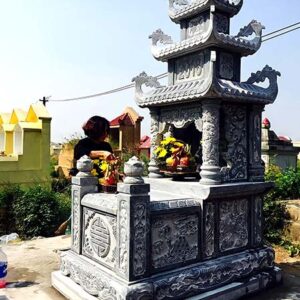 Mộ đá ba mái – Mẫu mộ đá truyền thống đẹp, uy nghi - Mẫu 08