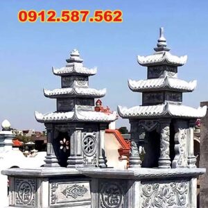 Mộ đá ba mái – Mẫu mộ đá truyền thống đẹp, uy nghi - Mẫu 09
