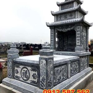 Mộ đá ba mái – Mẫu mộ đá truyền thống đẹp, uy nghi - Mẫu 10