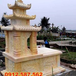 Mộ đá ba mái – Mẫu mộ đá truyền thống đẹp, uy nghi - Mẫu 12