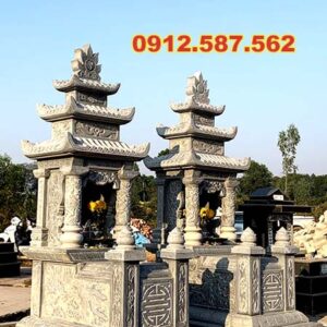 Mộ đá ba mái – Mẫu mộ đá truyền thống đẹp, uy nghi - Mẫu 13