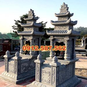 Mộ đá ba mái – Mẫu mộ đá truyền thống đẹp, uy nghi - Mẫu 14
