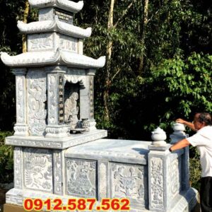 Mộ đá ba mái – Mẫu mộ đá truyền thống đẹp, uy nghi - Mẫu 15