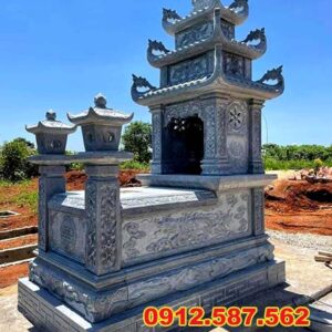 Mộ đá ba mái – Mẫu mộ đá truyền thống đẹp, uy nghi - Mẫu 18