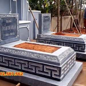 Mộ đá đôi – Mẫu mộ đá đẹp cho gia tiên, chế tác tinh xảo - Mẫu 01