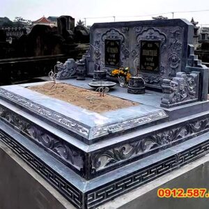 Mộ đá đôi – Mẫu mộ đá đẹp cho gia tiên, chế tác tinh xảo - Mẫu 02
