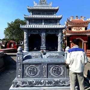 Mộ đá đôi – Mẫu mộ đá đẹp cho gia tiên, chế tác tinh xảo - Mẫu 03