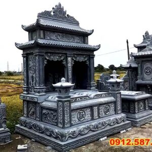 Mộ đá đôi – Mẫu mộ đá đẹp cho gia tiên, chế tác tinh xảo - Mẫu 05