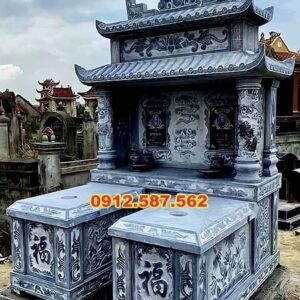 Mộ đá đôi – Mẫu mộ đá đẹp cho gia tiên, chế tác tinh xảo - Mẫu 06
