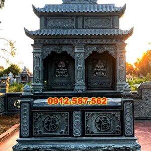 Mộ đá đôi – Mẫu mộ đá đẹp cho gia tiên, chế tác tinh xảo - Mẫu 09