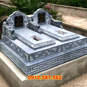 Mộ đá đôi – Mẫu mộ đá đẹp cho gia tiên, chế tác tinh xảo - Mẫu 11