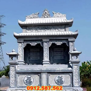 Mộ đá đôi – Mẫu mộ đá đẹp cho gia tiên, chế tác tinh xảo - Mẫu 12