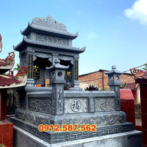 Mộ đá đôi – Mẫu mộ đá đẹp cho gia tiên, chế tác tinh xảo - Mẫu 21