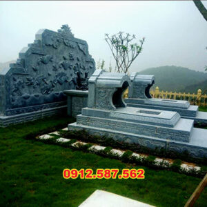 Mộ đá đôi – Mẫu mộ đá đẹp cho gia tiên, chế tác tinh xảo - Mẫu 22