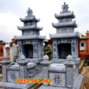 Mộ đá đôi – Mẫu mộ đá đẹp cho gia tiên, chế tác tinh xảo - Mẫu 23