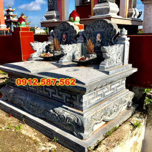 Mộ đá đôi – Mẫu mộ đá đẹp cho gia tiên, chế tác tinh xảo - Mẫu 34