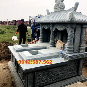 Mộ đá đôi – Mẫu mộ đá đẹp cho gia tiên, chế tác tinh xảo - Mẫu 36