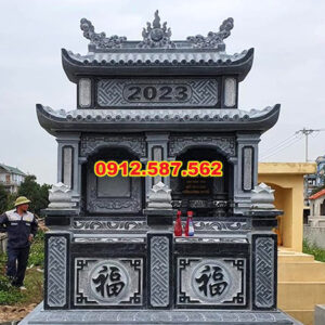 Mộ đá đôi – Mẫu mộ đá đẹp cho gia tiên, chế tác tinh xảo - Mẫu 39