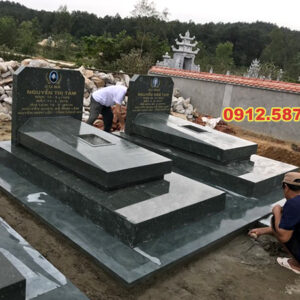 Mộ đá đôi – Mẫu mộ đá đẹp cho gia tiên, chế tác tinh xảo - Mẫu 41