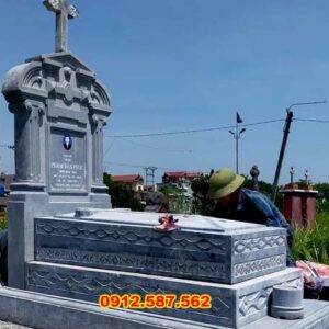 Mẫu mộ đá tam cấp đẹp | Đá Thăng Long | Mẫu 006