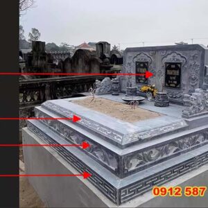 Mẫu mộ đá tam cấp đẹp | Đá Thăng Long | Mẫu 018