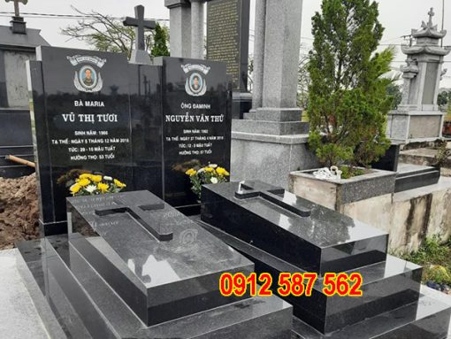 Mẫu mộ đôi công giáo đá hoa cương granite đẹp, trang nghiêm và bền chắc