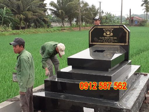 Thi công mộ đá hoa cương granite đẹp, bền chắc tại nghĩa trang gia đình