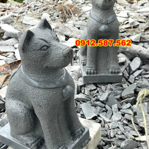 Tượng chó đá, Khuyển đá canh cổng trấn yểm | Đá Thăng Long | Mẫu 014