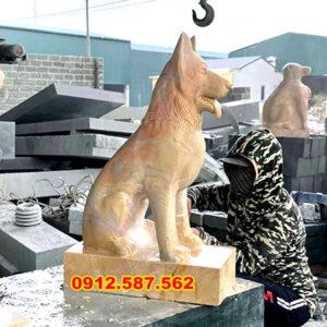 Tượng chó đá, Khuyển đá canh cổng trấn yểm | Đá Thăng Long | Mẫu 018