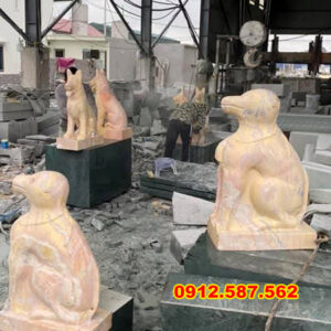 Tượng chó đá, Khuyển đá canh cổng trấn yểm | Đá Thăng Long | Mẫu 023