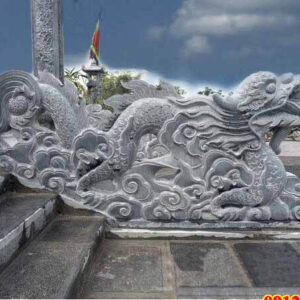 Tượng con rồng đá nguyên khối  | Đá Thăng Long - Mẫu 08