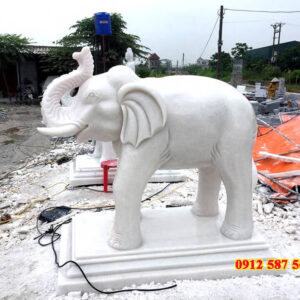 Tượng voi đá nguyên khối đẹp | Đá phong thủy bền chắc – Đá Thăng Long | Mẫu 01