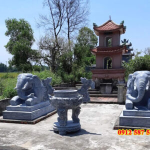 Tượng voi đá nguyên khối đẹp | Đá phong thủy bền chắc – Đá Thăng Long | Mẫu 02