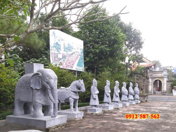 Mẫu tượng voi đá xanh tự nhiên, linh vật phong thủy chạm khắc tinh xảo.